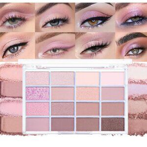16-Color Light Purple, Pink, Brown & Nude Eyeshadow Palette – Matte Finish
